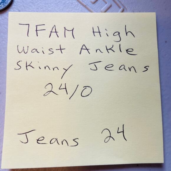 7 For All Mankind High Waist Ankle Skinny Blue Denim Silver Stripe Y2K Jeans 24 - Picture 15 of 15